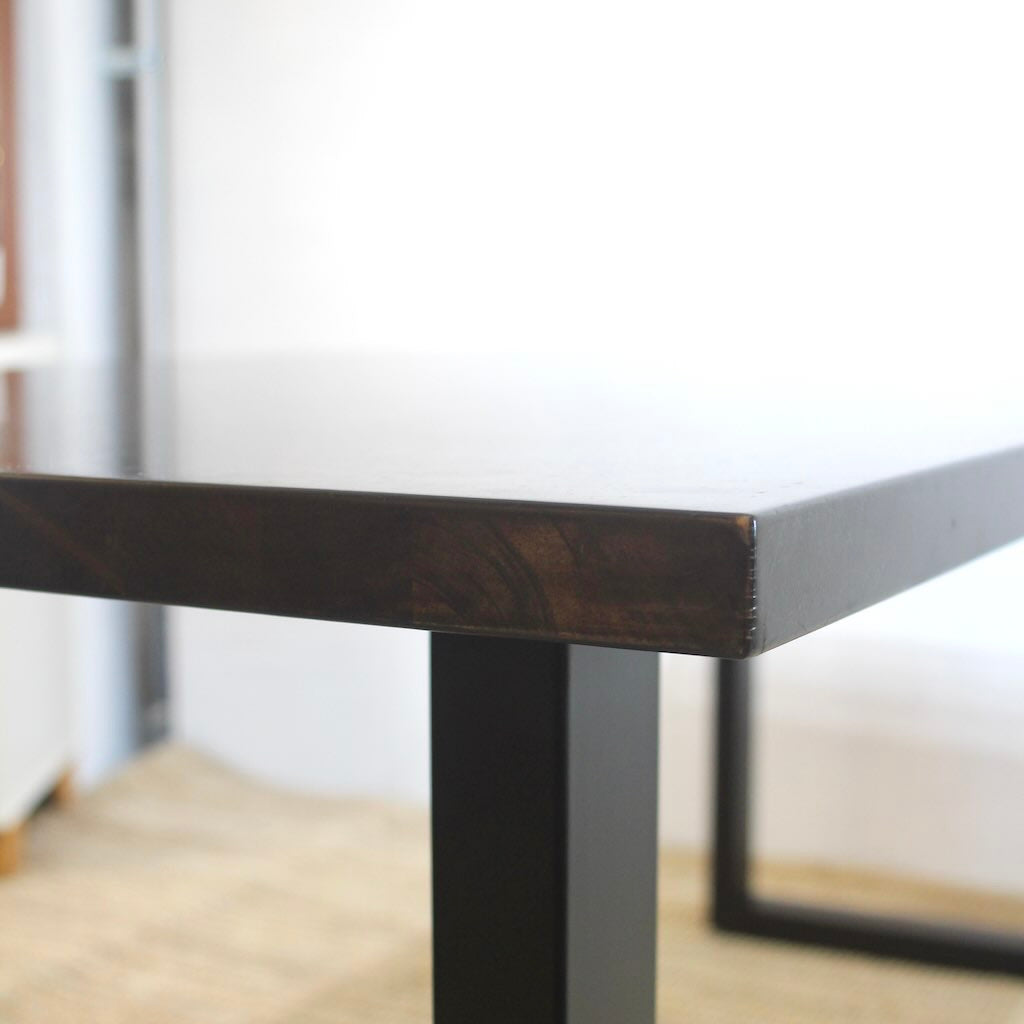 KANADEMONO / 金物家具のかなでもの THE TABLE / ラバーウッド ブラックブラウン × Black Steelテーブル デスク
