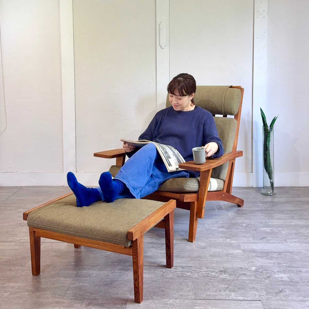 ゲタマ / GETAMA GE375 ハイバックイージーチェア&オットマンset 1Pソファ ハンスJ.ウェグナー ヴィンテージ