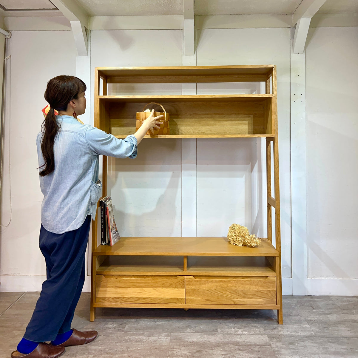 今村家具工芸 オーク材 オープンラック テレビボード