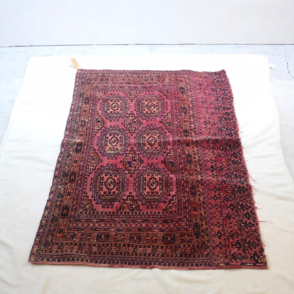 ヴィンテージ トライバルラグ 絨毯 レッド系 148×78cm