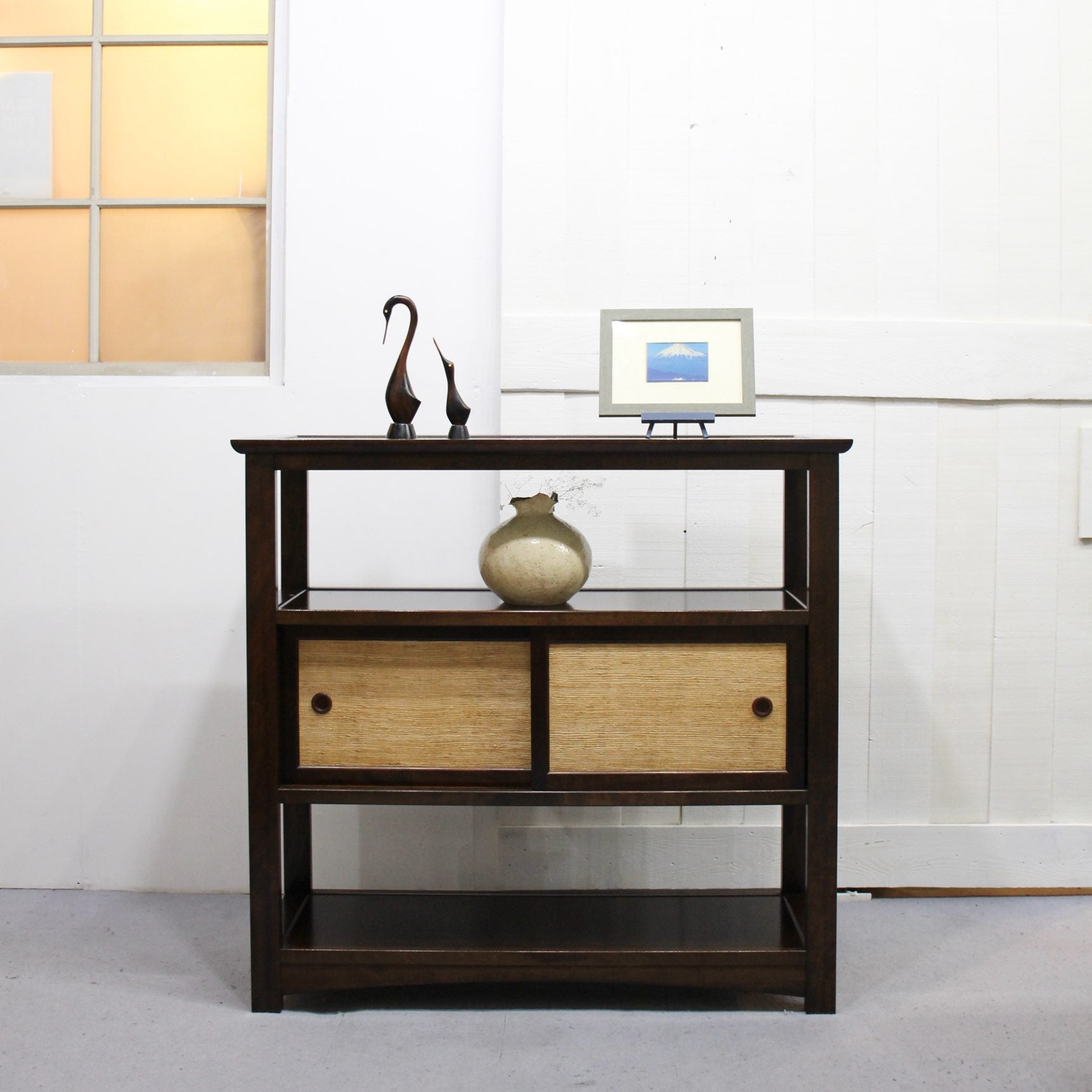 松本民芸家具 C型クズ布 茶棚 茶箪笥 民藝家具 飾り棚 中古 漆