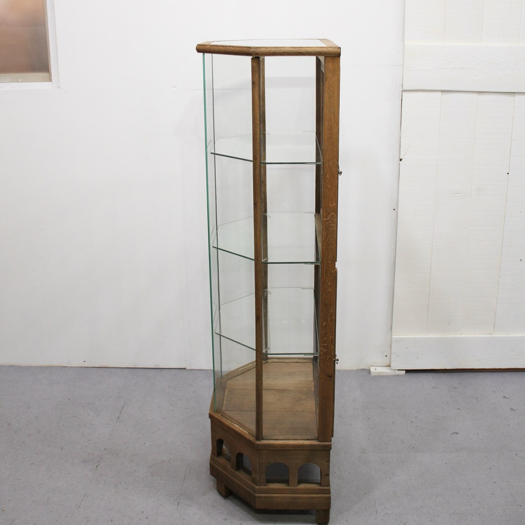アンティーク 木製ガラスショーケース ディスプレイ棚