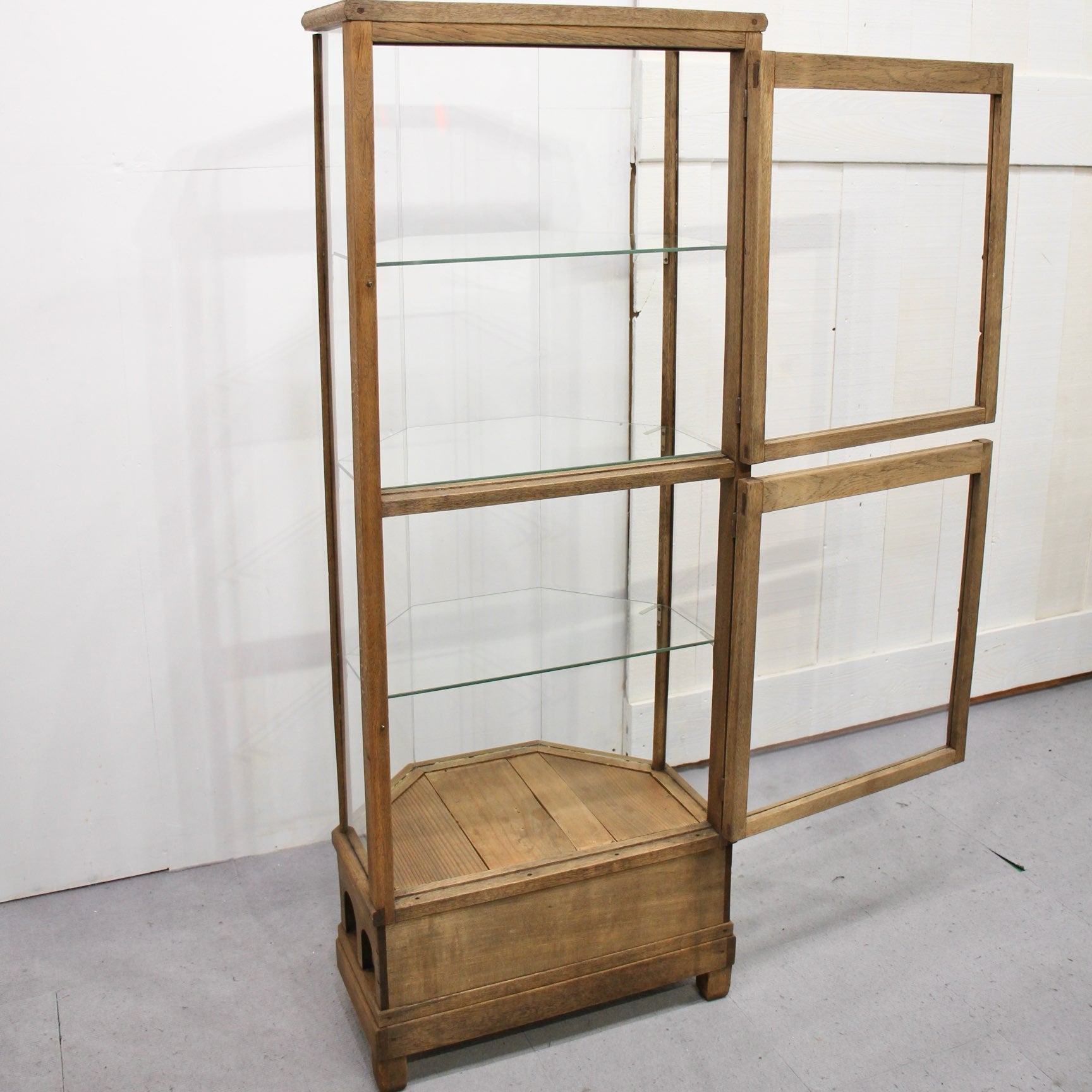 アンティーク 木製ガラスショーケース ディスプレイ棚