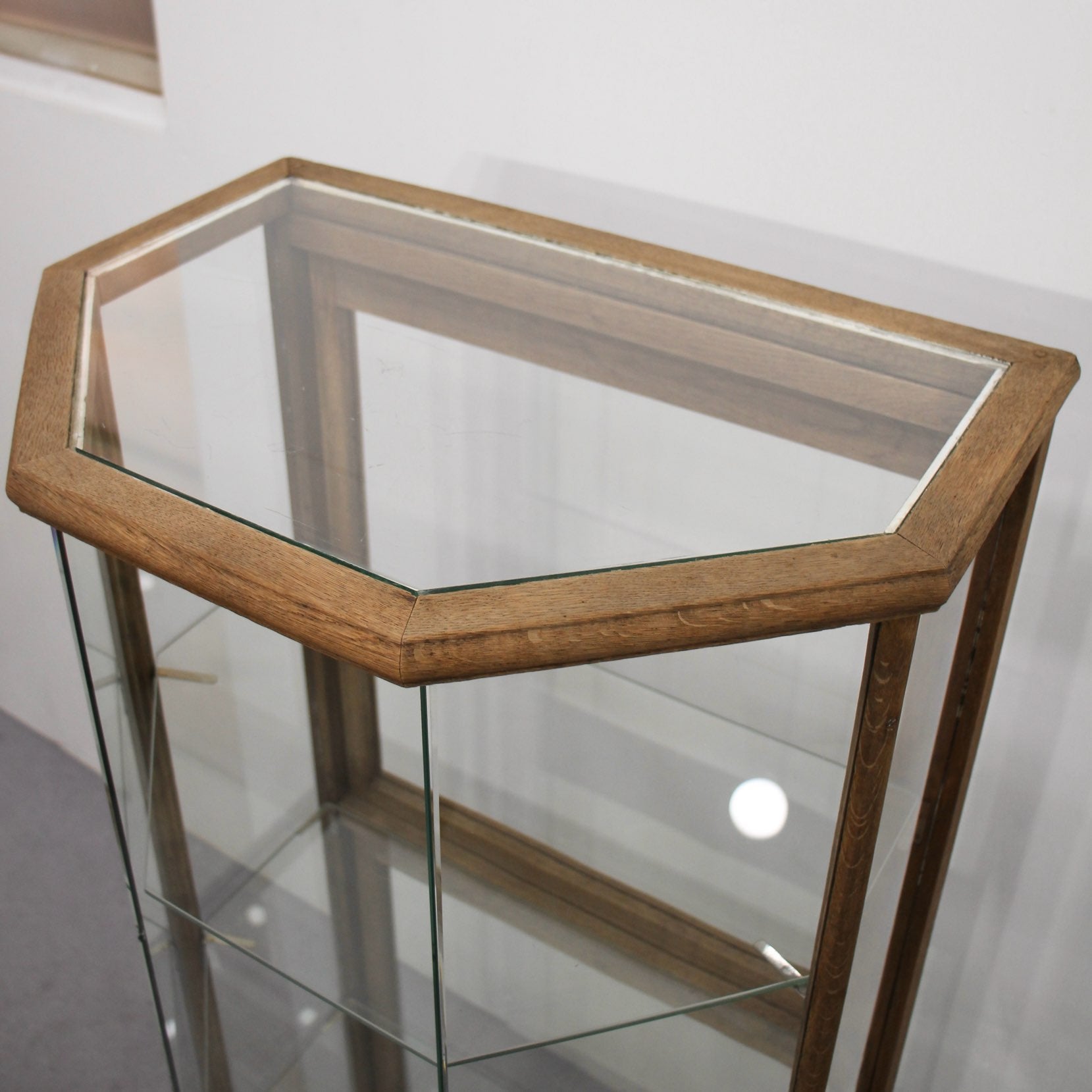 アンティーク 木製ガラスショーケース ディスプレイ棚