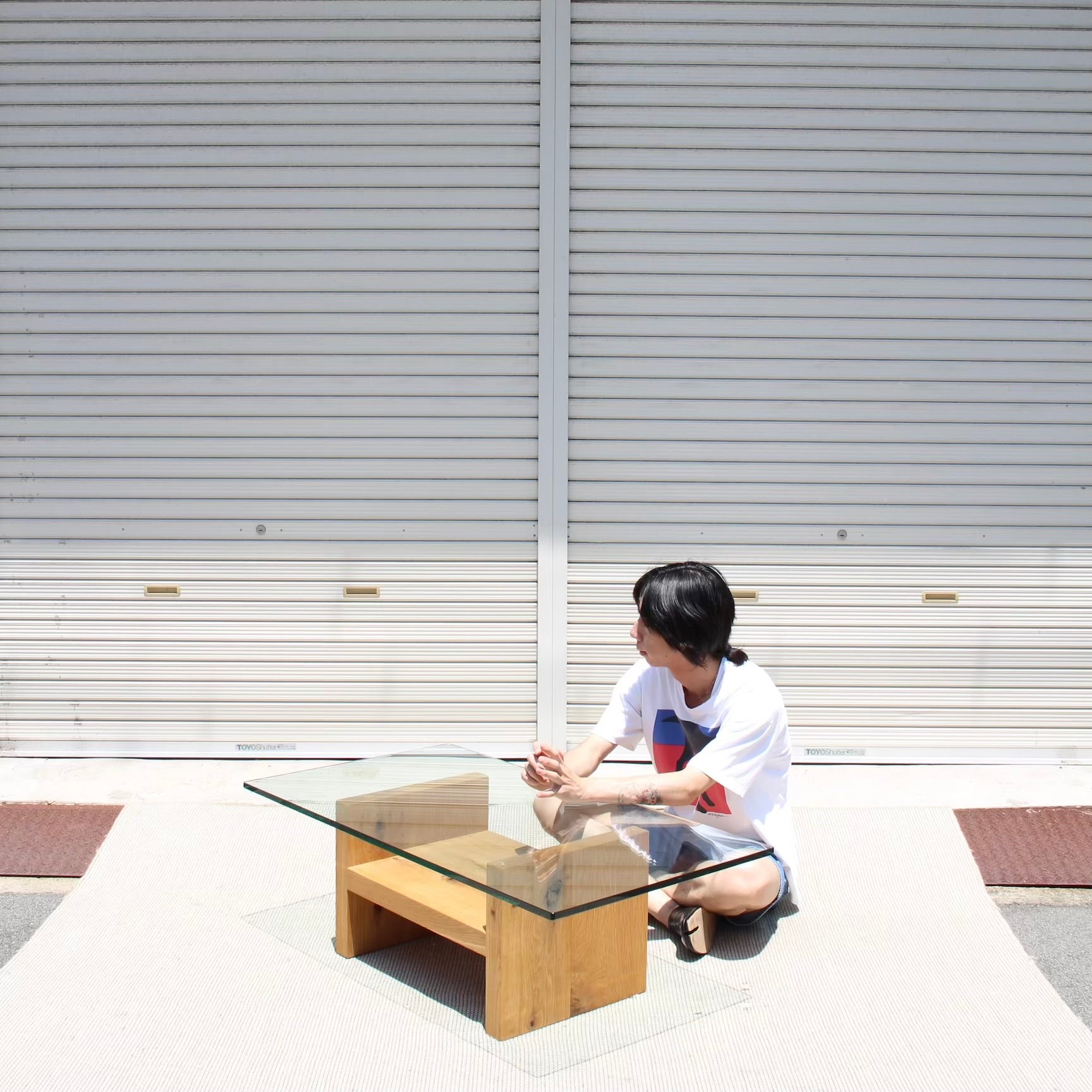 トラックファニチャー / TRUCK FURNITURE オーク ガラストップ ローテーブル