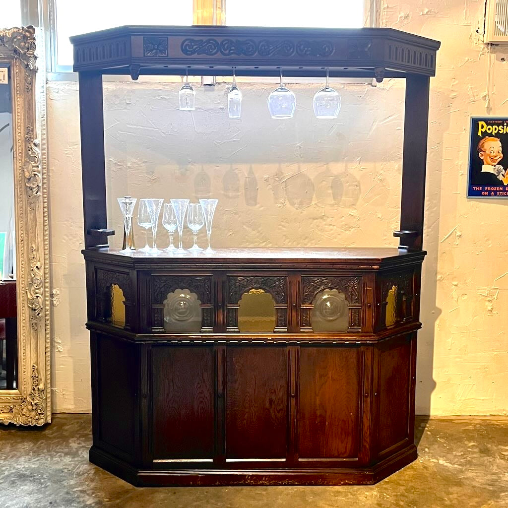 Old Charm オーク バーカウンター イギリスヴィンテージ ホームバー