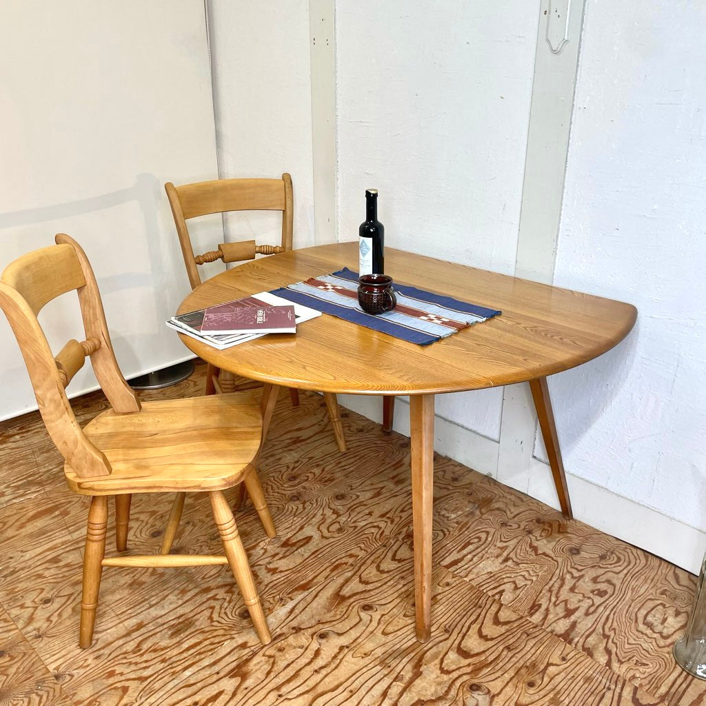 アーコール / ERCOL ドロップリーフ 伸長式ダイニングテーブル バタフライテーブル 折りたたみ式 ラウンドテーブル 英国 ヴィンテージ