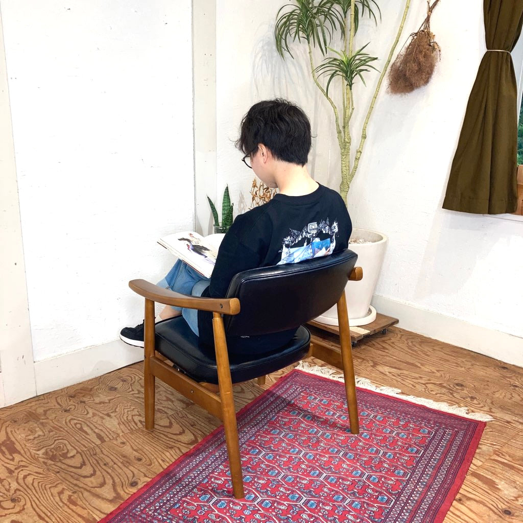 カリモク60 / karimoku Dチェア アームチェア スタンダードブラック 1シーター 1人掛け 中古 リビング ダイニング 黒 低い ...