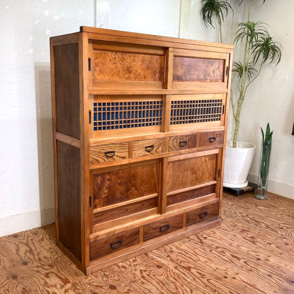 ジャパニーズヴィンテージ 水屋箪笥 ナラ材