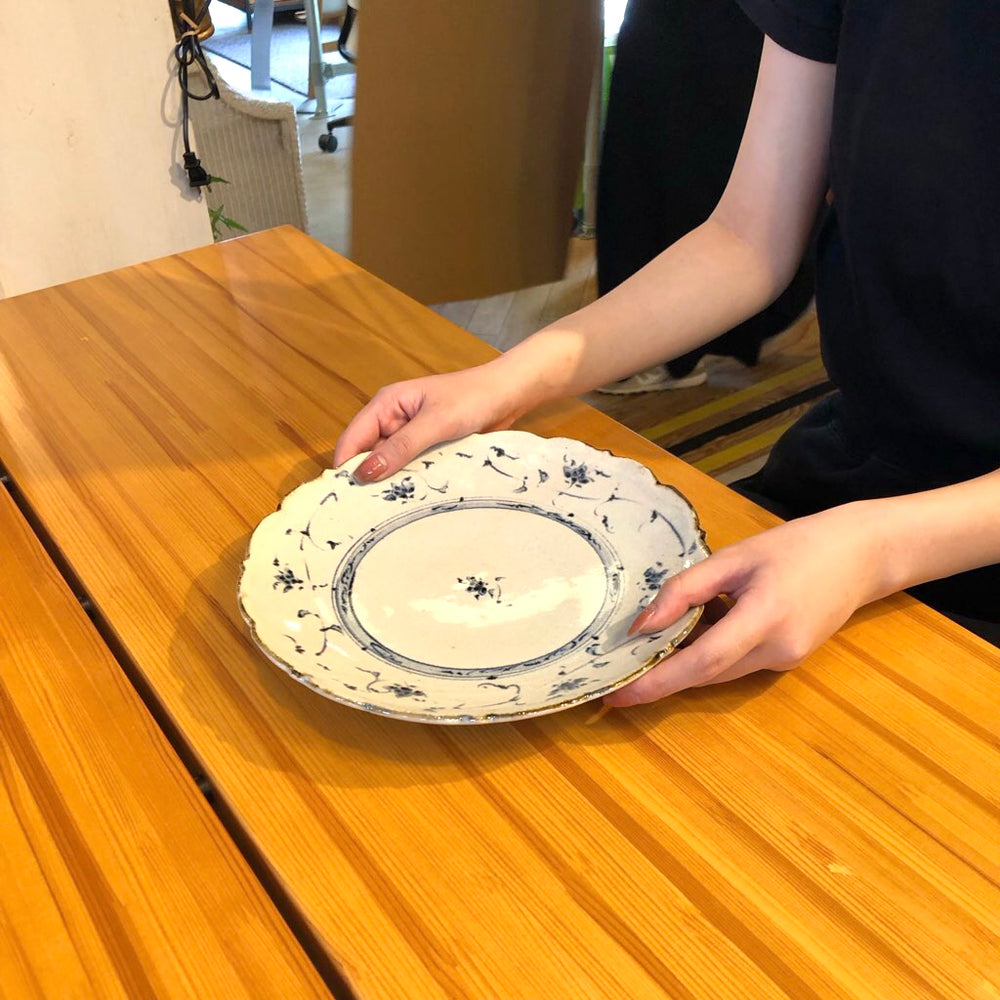 総合福袋 染付輪花大皿 6枚セット 食器 中古 丸皿 未使用 藤田佳三 工芸品