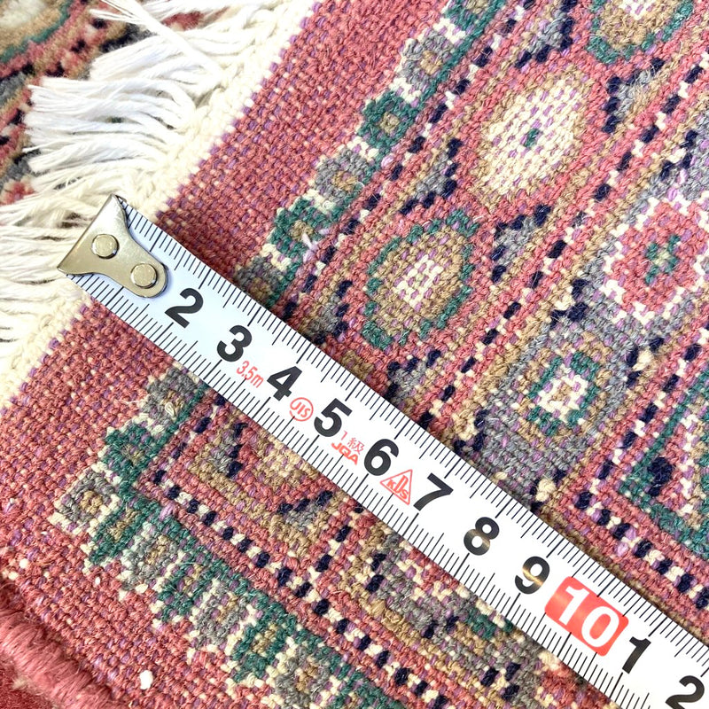 ペルシャ絨毯 小 敷物 ラグ 手織り ウール 玄関マット 【ピンク】 中古