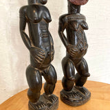 アフリカ プリミティブアート バウレ族 プレプレ仮面を被った男女の木彫り インテリア小物  ヴィンテージ