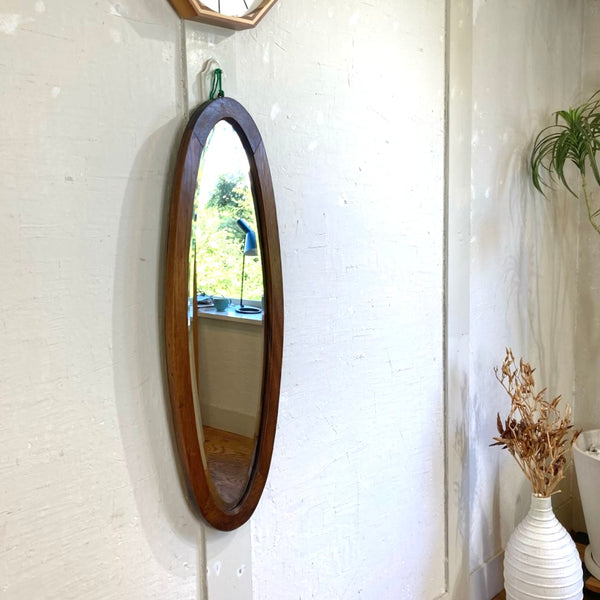 アンティーク オーバル ウォールミラー 鏡 楕円 木製壁掛けミラー