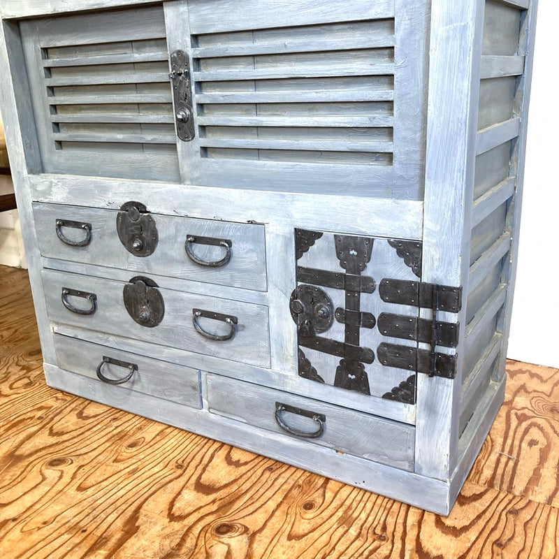 水屋箪笥 食器棚 カップボード 収納棚 サイドボード アニースローン塗装 アンティーク