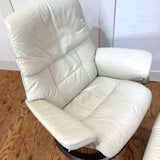 エコーネス / EKORNES ストレスレスチェア&オットマン Mサイズ  ルビー / Ruby シグニチャーベース 本革張り  中古