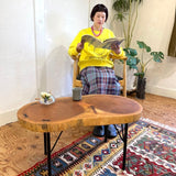 双子 輪切り一枚板のセンターテーブル リメイク家具 再生家具 リバイブモブラープロジェクト