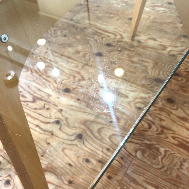 イーアンドワイ / E&Y ペガサス ダイニングテーブル Sサイズ プライウッド ガラス天板 中古