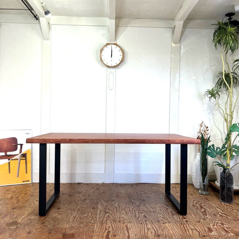 一枚板ダイニングテーブル ブビンガ 無垢材 リメイク家具 再生家具 リバイブモブラープロジェクト