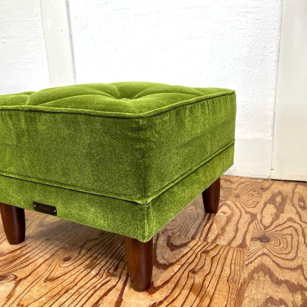 カリモク60 / karimoku60 オットマン モケットグリーン  緑  レトロ 中古