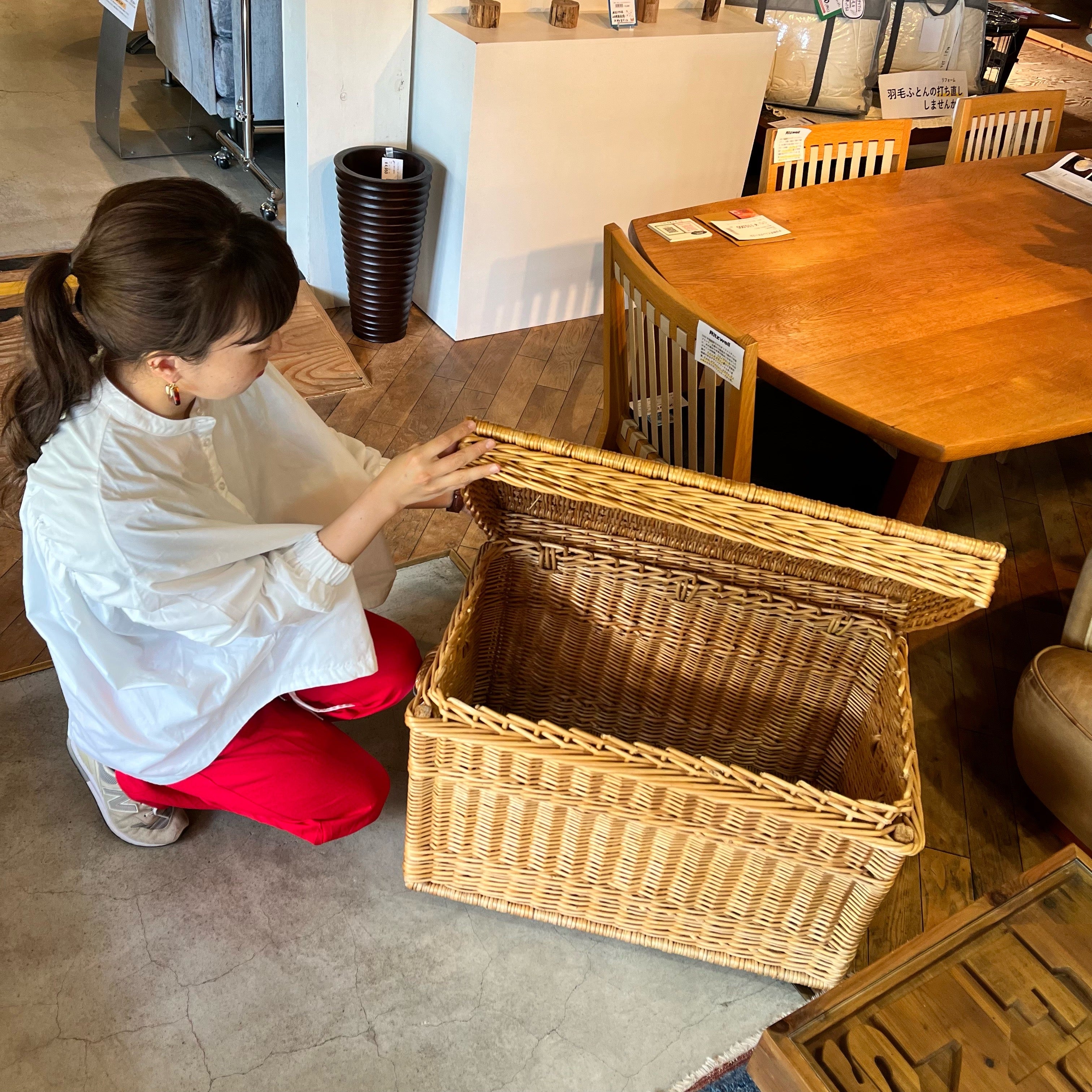 ラタンBOX 収納 箱 フランス製 ヴィンテージ　