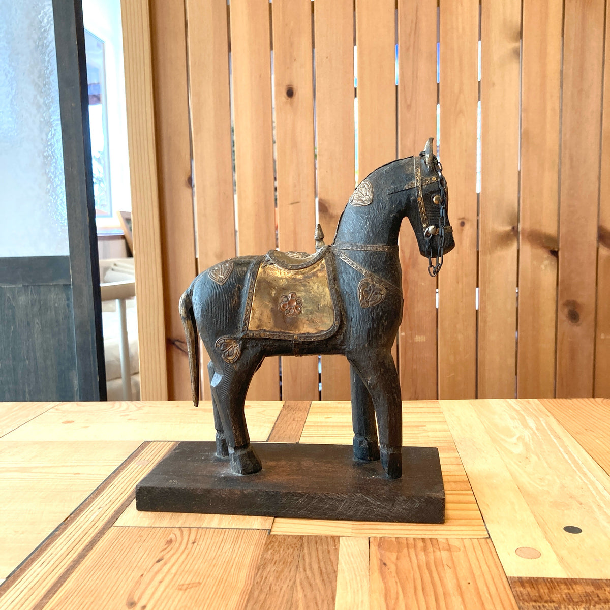 馬のオブジェ ヴィンテージ インテリア 小物 馬 木製 置物 中古