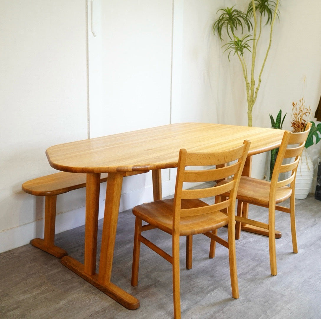 飛騨産業 / HIDA  バゲット / baguetteシリーズ ダイニング4点セット テーブル チェア ベンチ