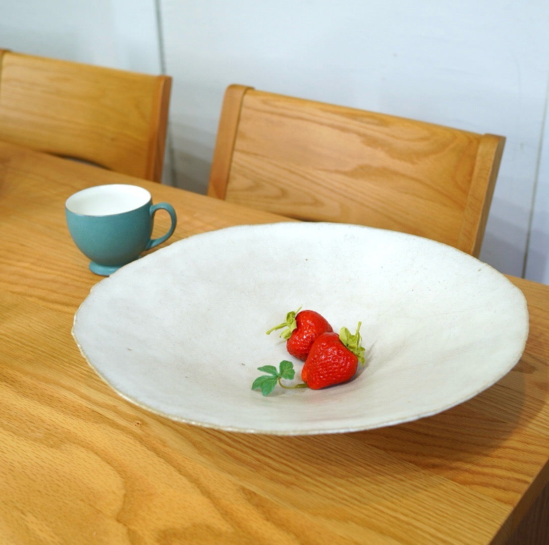 大皿、作家物器 大皿 プレート 白 器 中古 作家もの 陶器 和食器