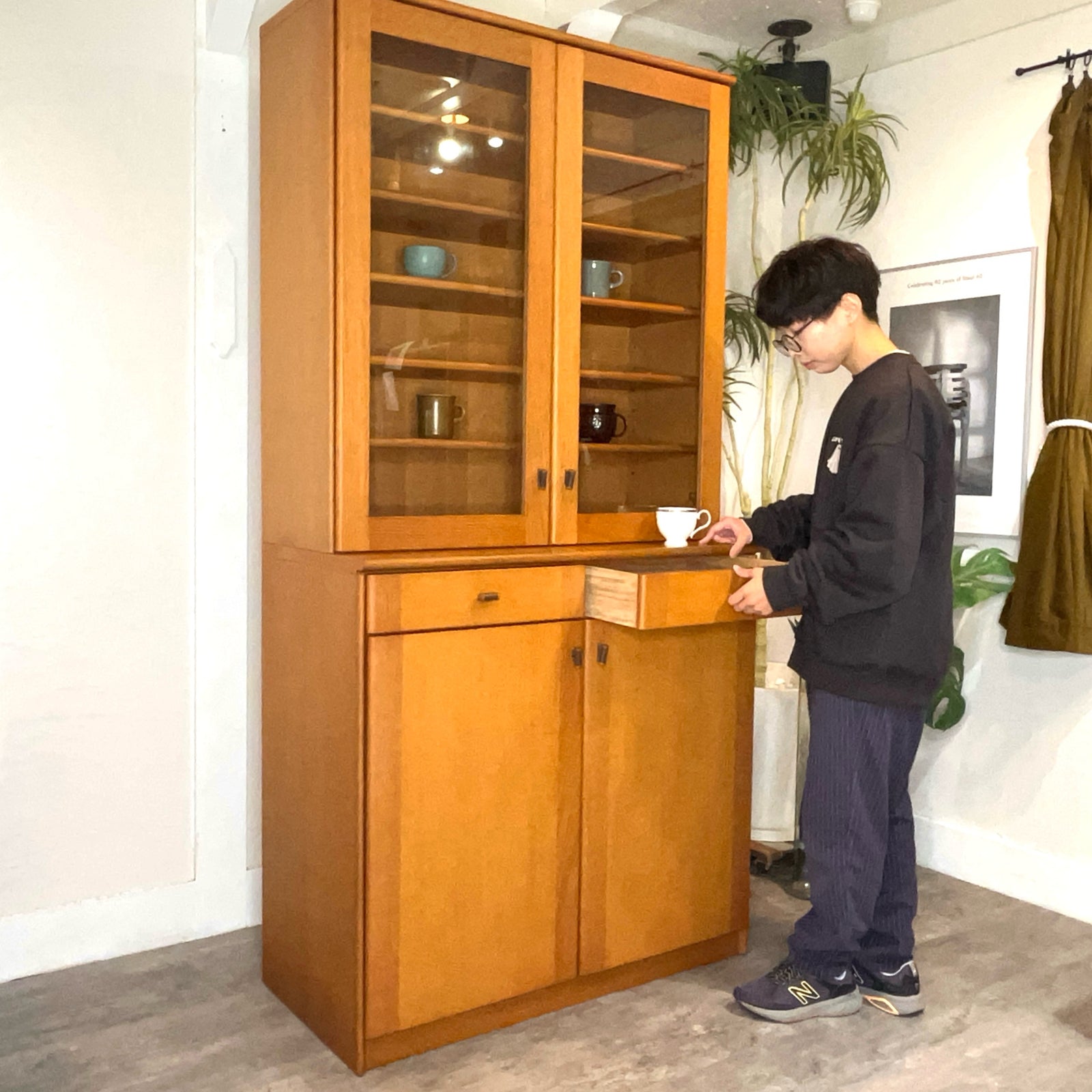 楽天市場】食器棚 キッチン収納 キッチンラック キャビネット 食器収納台 開き戸 幅60cm 高さ90cm 奥行き44cm レンジ台 炊飯器 天然素材  無垢 無垢材 木製 ひのき ヒノキ オーガニック ナチュラル シンプル 北欧 日本製 国産｜キッチンカウンター A60 リノリウム : キシル 