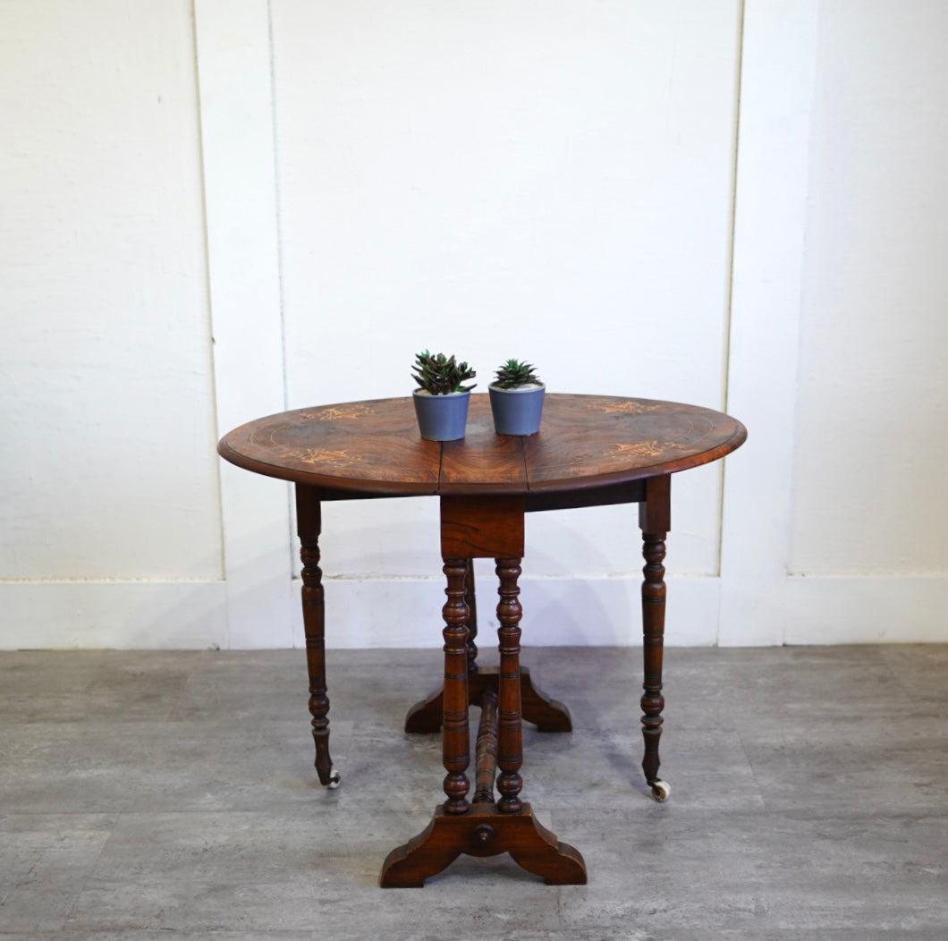 ゲートレッグ バタフライテーブル 英国アンティーク 中古 机 伸長式