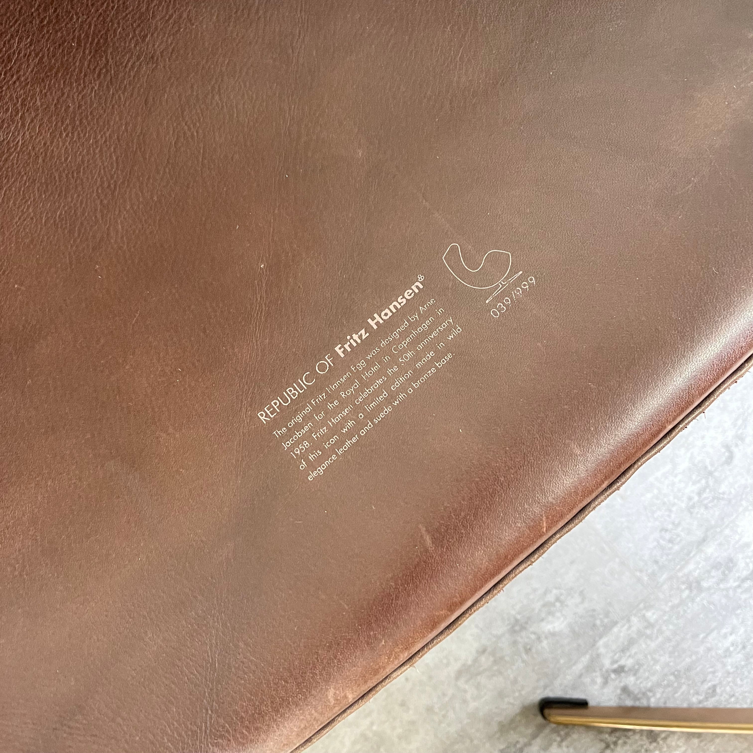 フリッツハンセン / FRITZ HANSEN エッグチェア / EGG 50周年アニバーサリー フットスツール付き アルネ・ヤコブセン 本革 北欧 デンマーク