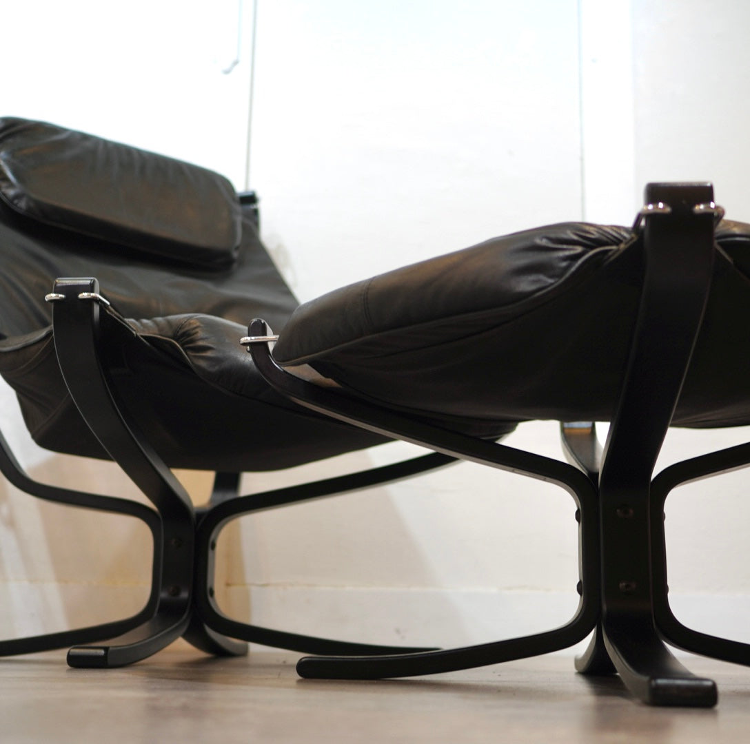 北欧 VATNE ファルコンチェア＆オットマン セット スチール 本革 北欧 VATNE ファルコンチェア＆オットマン セット スチール 本革