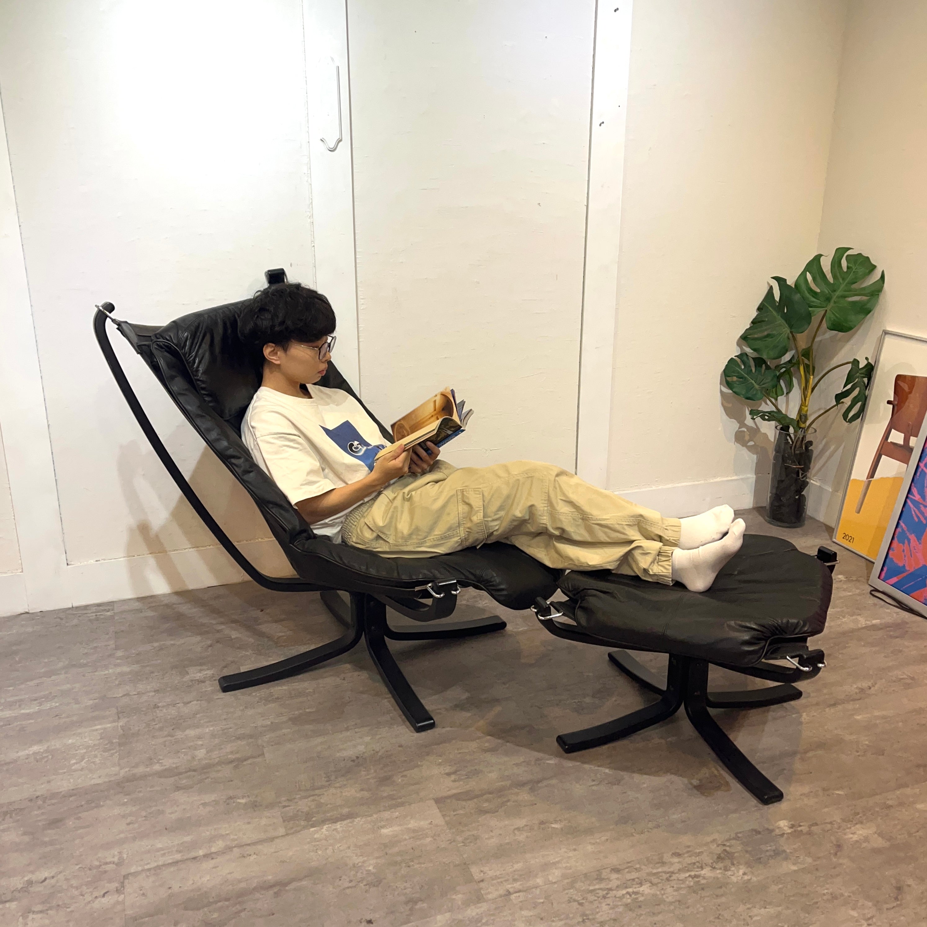 Vatne Mobler バットネ ファルコンチェア オットマン 計4点 バットネ / Vatne ファルコンチェア オットマン 本革 北欧