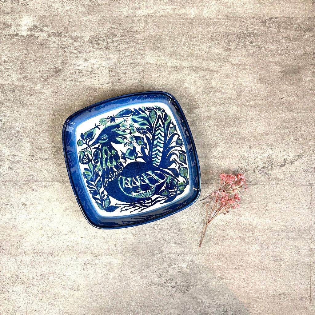 ロイヤルコペンハーゲン / Royal Copenhagen 24 テネラ 角皿 青 鳥 大　ヴィンテージ