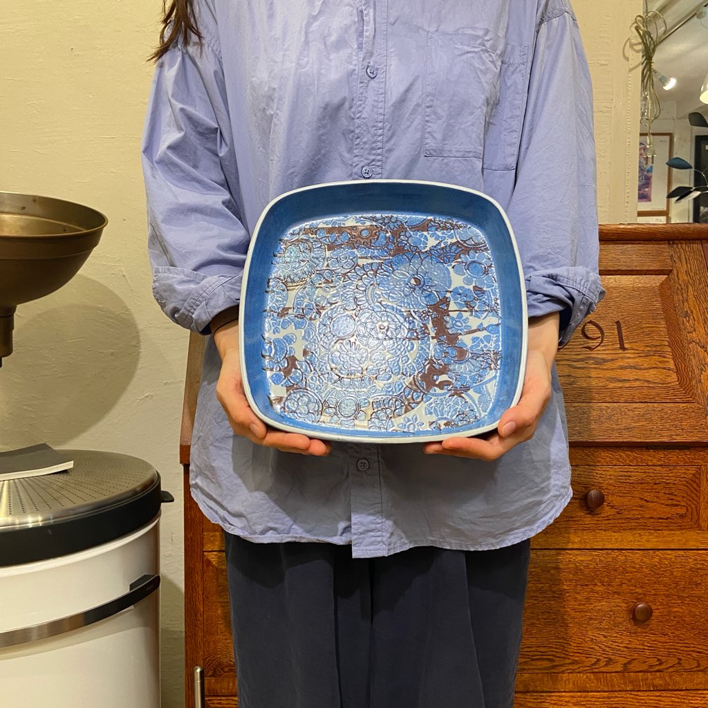 ロイヤルコペンハーゲン / Royal Copenhagen 25 バッカ 角皿 花 大　ヴィンテージ
