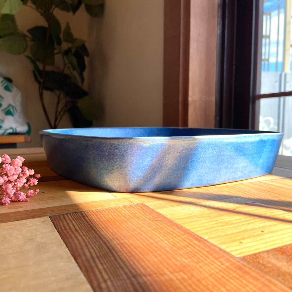 【美品】ロイヤルコペンハーゲン　バッカ　角皿　ブルー ロイヤルコペンハーゲン / Royal Copenhagen 25 バッカ 角皿 花 大