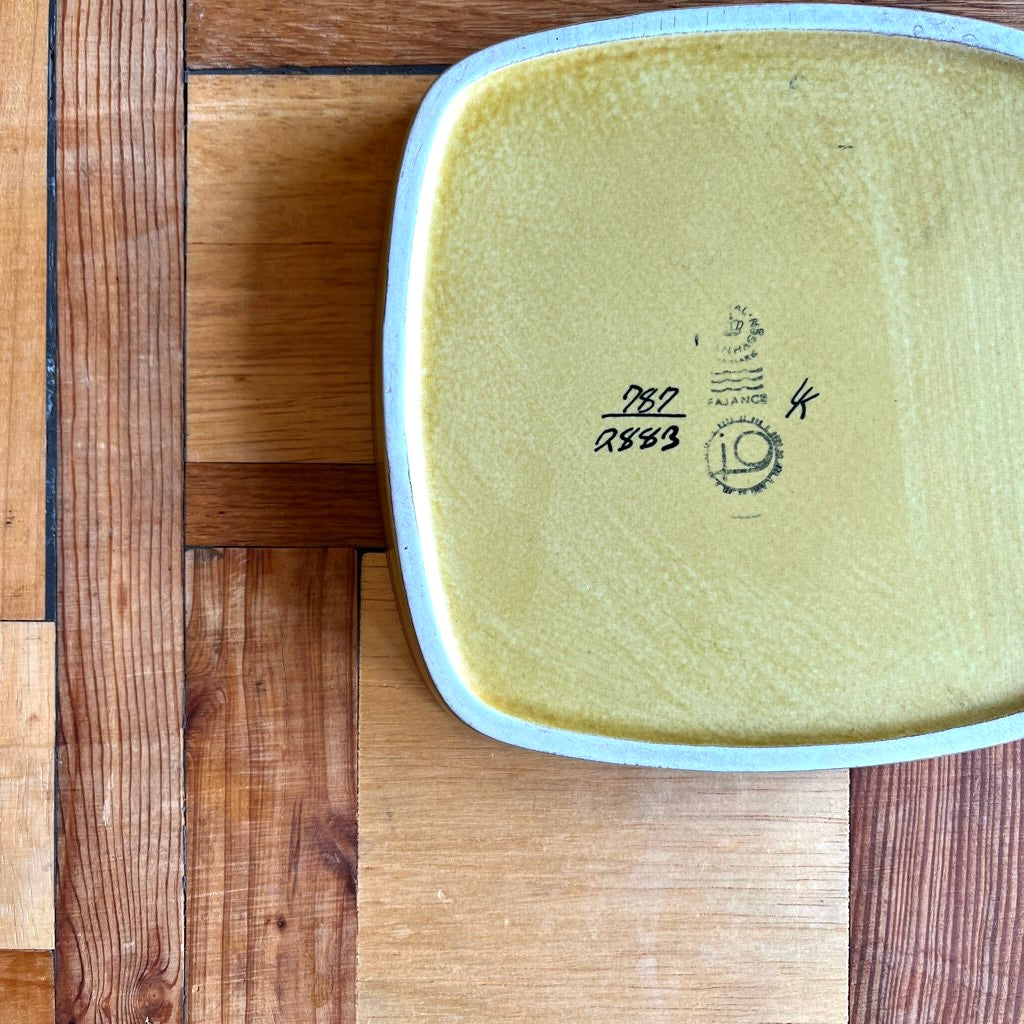ロイヤルコペンハーゲン / Royal Copenhagen 33 バッカ 角皿 4羽の鳥 イエロー ヴィンテージ