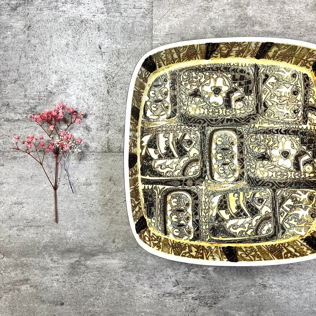 ロイヤルコペンハーゲン / Royal Copenhagen 34 バッカ 角皿 魚 黄色 大　ヴィンテージ
