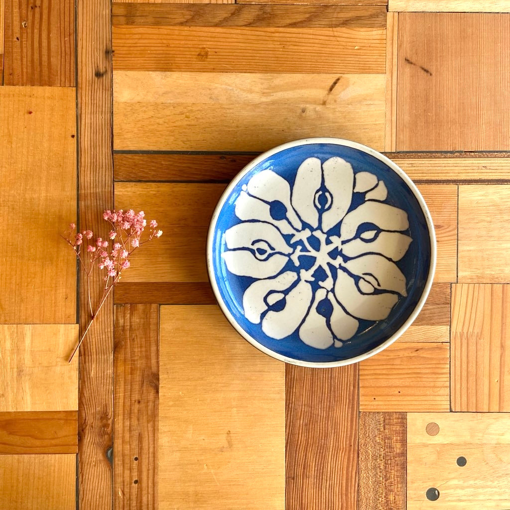 ロイヤルコペンハーゲン / Royal Copenhagen 39 バッカ丸皿 花 青×白
