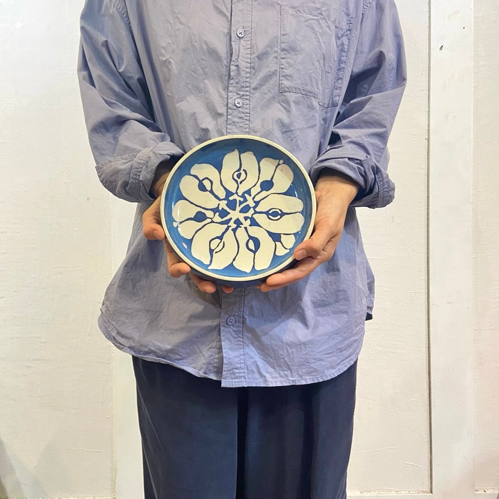 ロイヤルコペンハーゲン / Royal Copenhagen 39 バッカ丸皿 花 青×白　ヴィンテージ