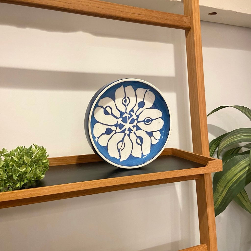 ロイヤルコペンハーゲン / Royal Copenhagen 39 バッカ丸皿 花 青×白　ヴィンテージ