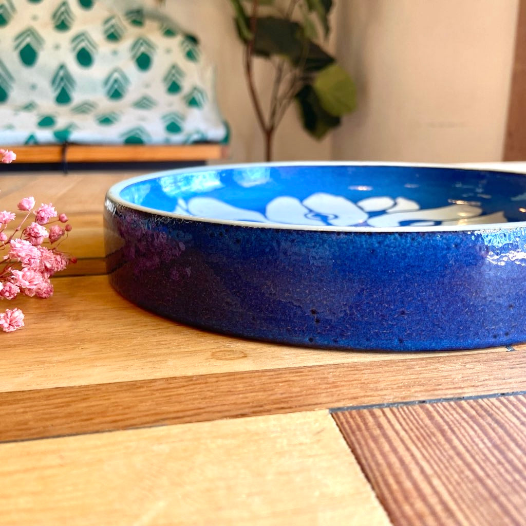 ロイヤルコペンハーゲン / Royal Copenhagen 39 バッカ丸皿 花 青×白　ヴィンテージ