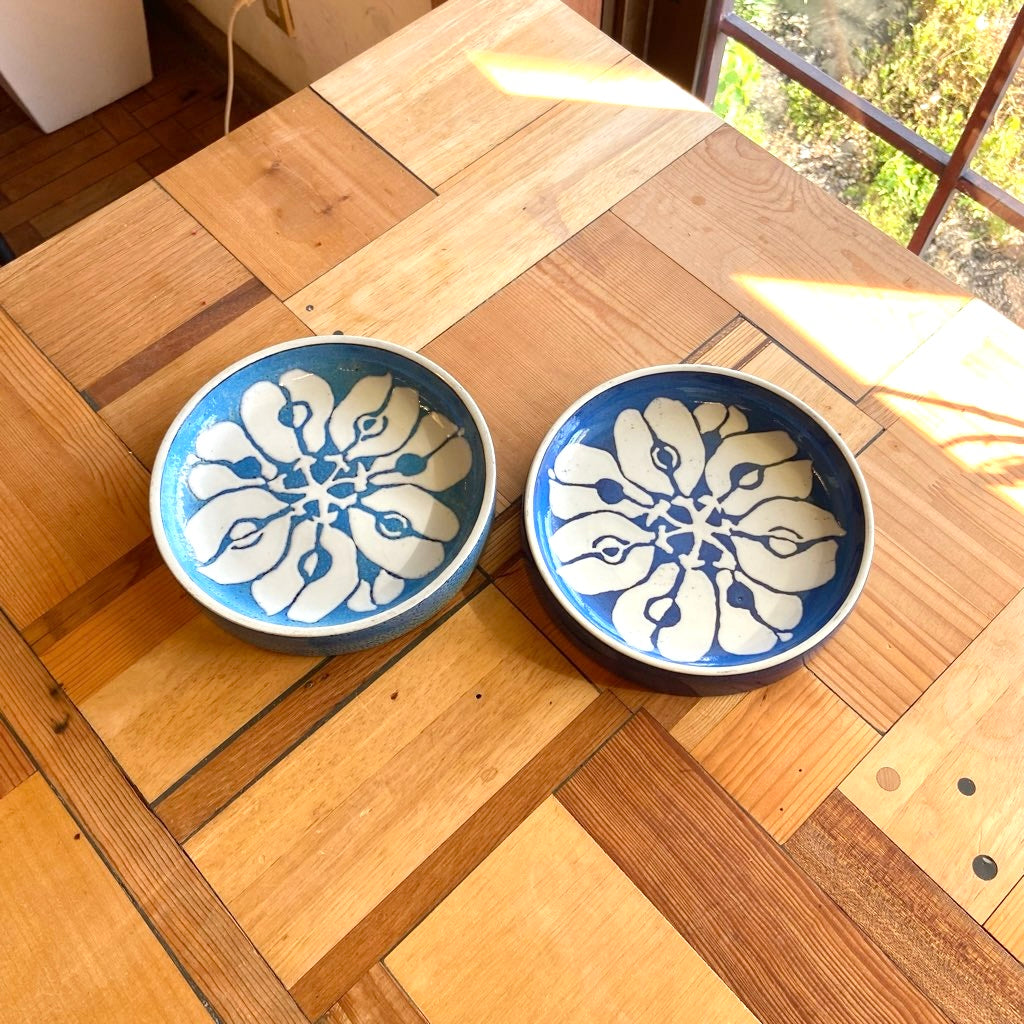 ロイヤルコペンハーゲン / Royal Copenhagen 39 バッカ丸皿 花 青×白　ヴィンテージ