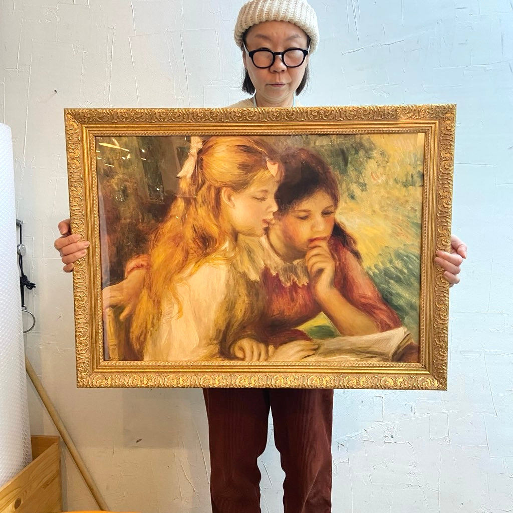 ルノワール 「読書をする二人の少女」ポスター 額装 フランス 印象派