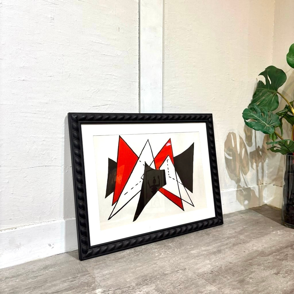 アレクサンダー・カルダー / Alexander Calder リトグラフ 抽象画 【1】1963年 白黒赤 鑑定書付