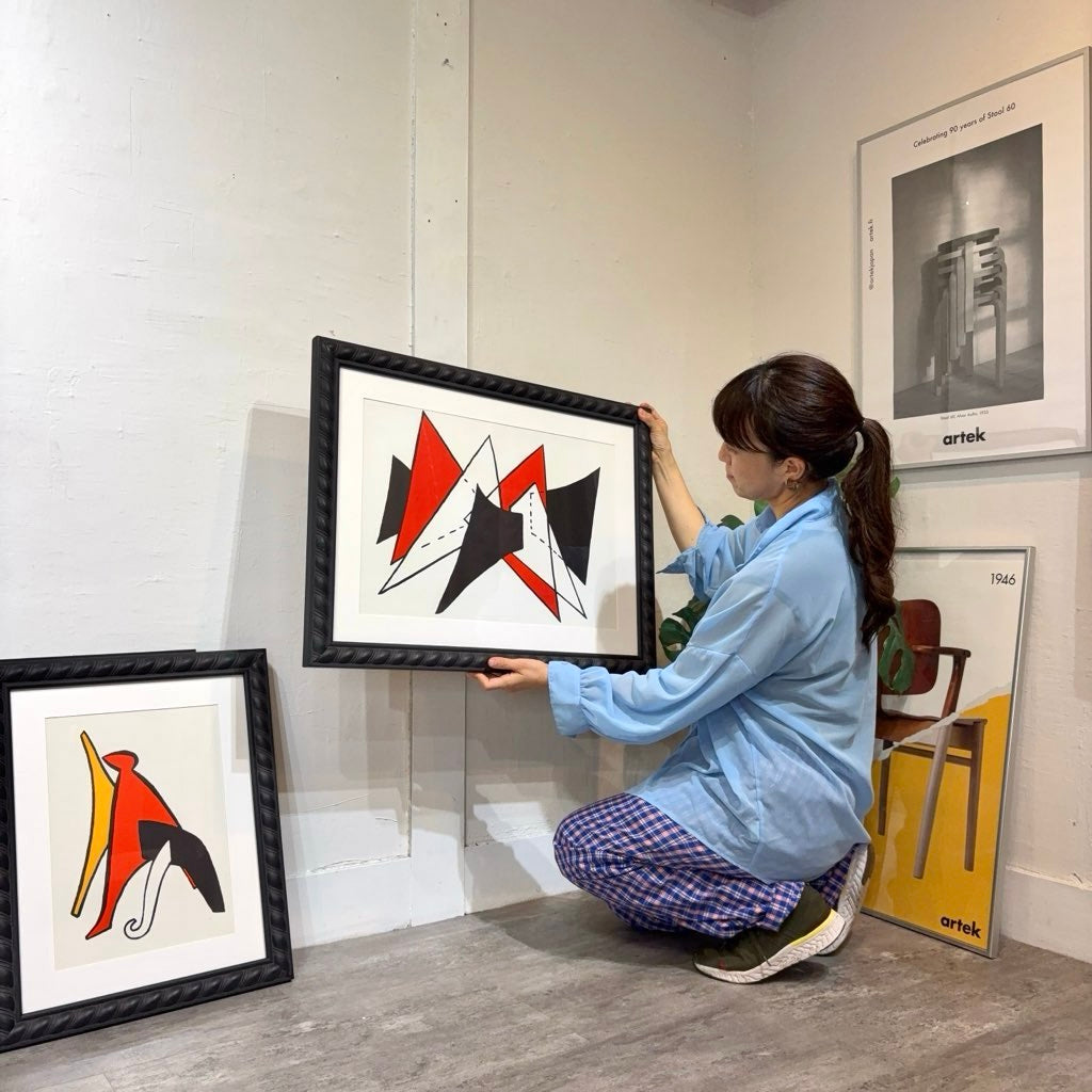 アレクサンダー・カルダー / Alexander Calder リトグラフ 抽象画 【1】1963年 白黒赤 鑑定書付