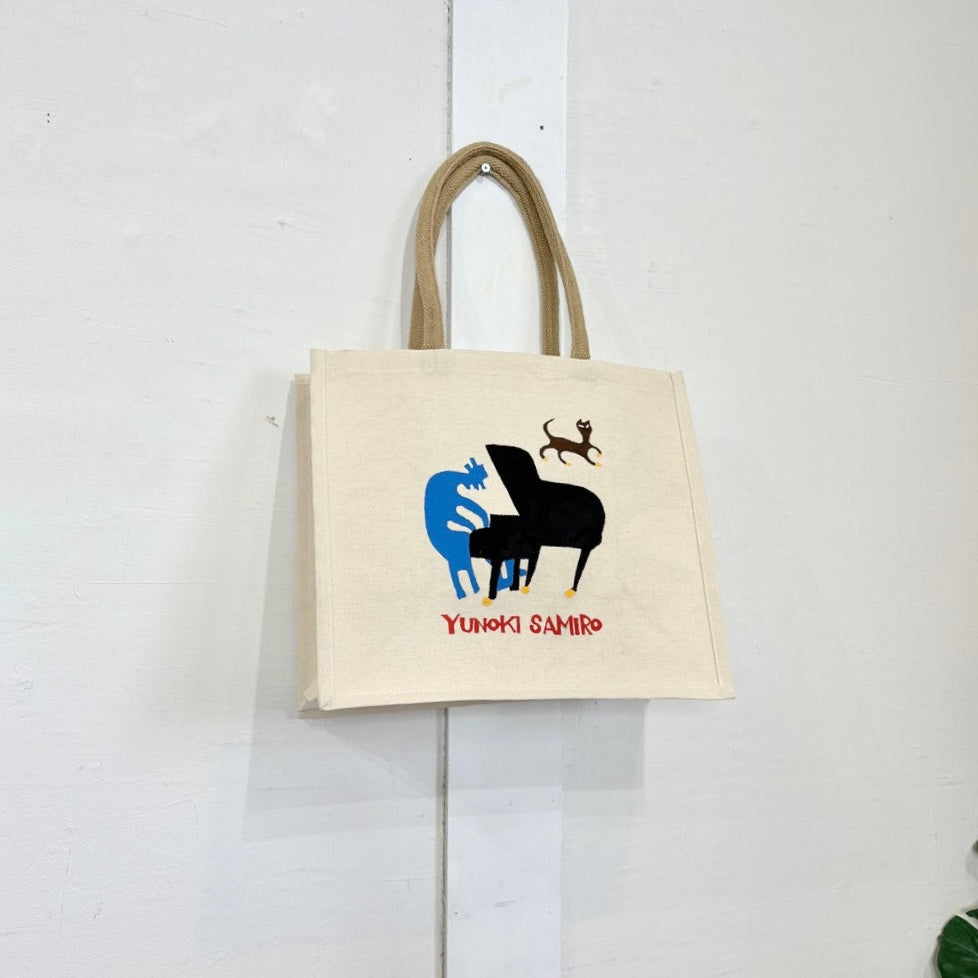 柚木沙弥郎 型染め バッグ 黒猫とネズミ かばん 未使用 トートバッグ