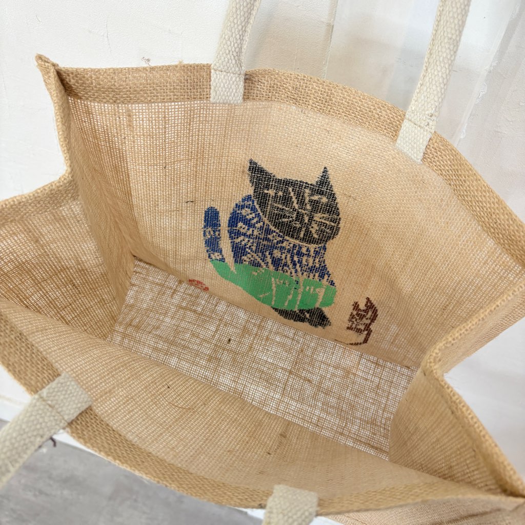 柚木沙弥郎 型染め バッグ 黒猫とネズミ かばん 未使用 トートバッグ