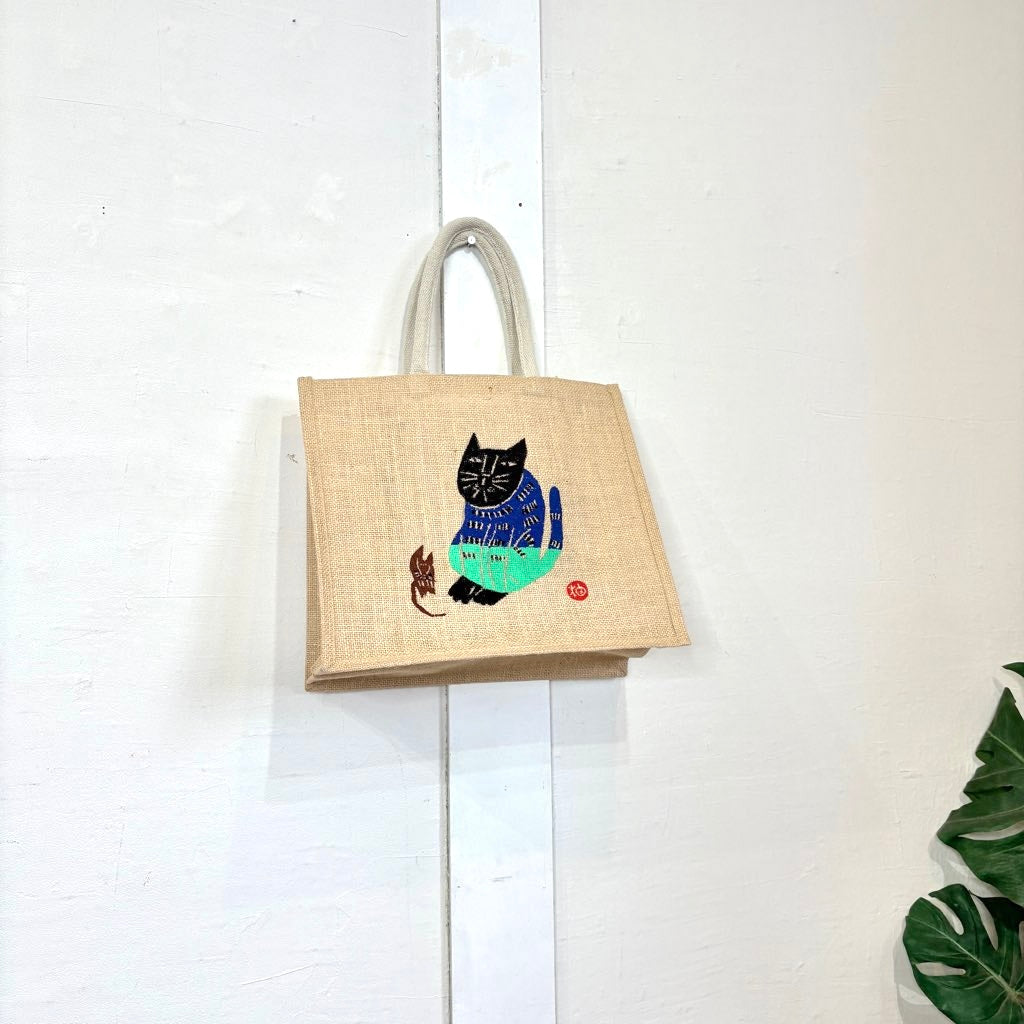 柚木沙弥郎 型染め バッグ 【中】黒猫とネズミ かばん 新品未使用