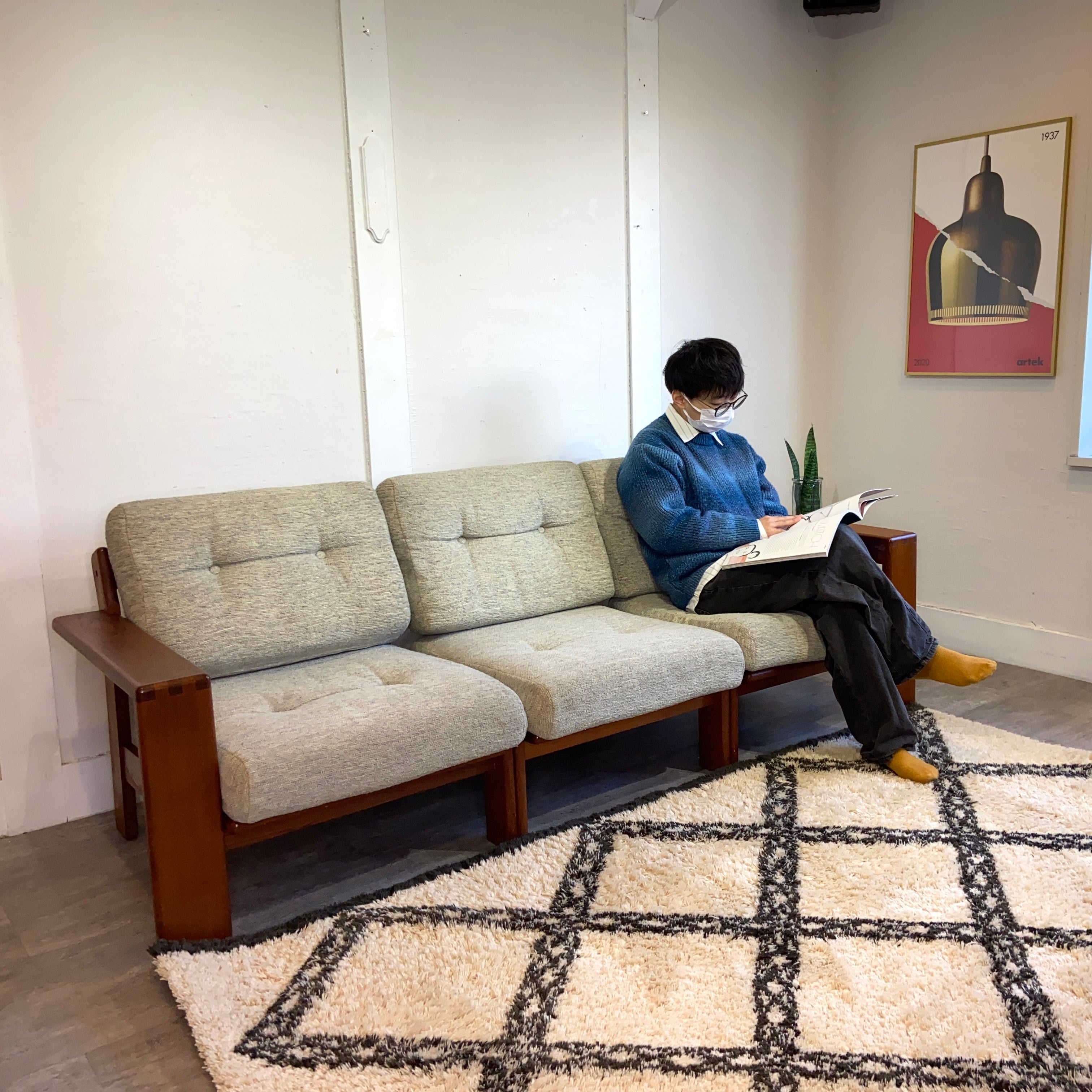 コスガ / KOSUGA 3人掛け セパレート アームソファ チーク材 ジャパン