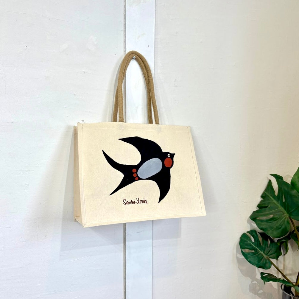 柚木沙弥郎 型染め バッグ 黄色い猫と3匹の子猫 かばん 未使用 トート